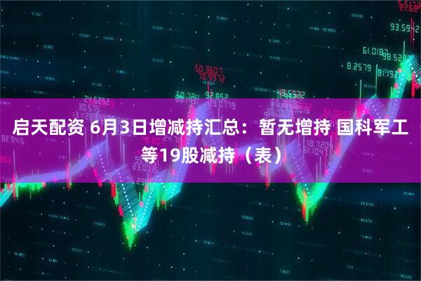 启天配资 6月3日增减持汇总：暂无增持 国科军工等19股减持（表）